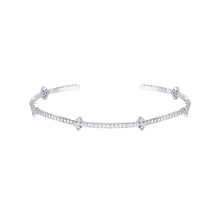 Natalie Wood Radiant Cross Station Mini Cuff Bracelet Silver