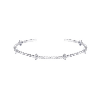 Natalie Wood Radiant Cross Station Mini Cuff Bracelet Silver