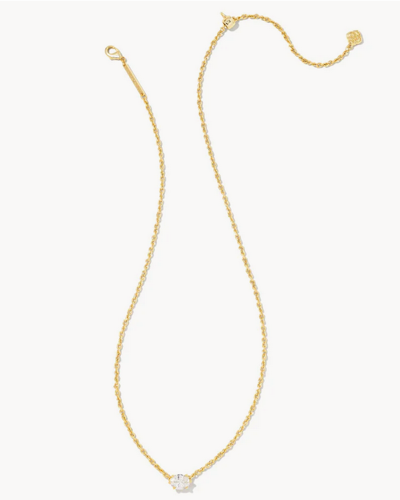 Kendra Scott Cailin Necklace White CZ on Gold (APRIL)