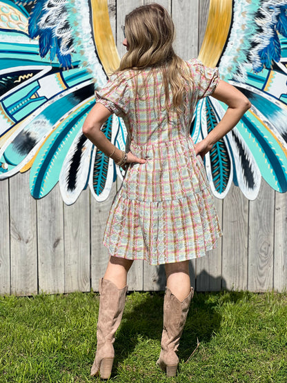 Plaid Embroidered Claire Dress