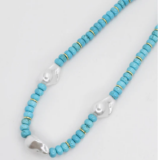 Treasure Jewels Turquoise Pearl Gemstone Necklace