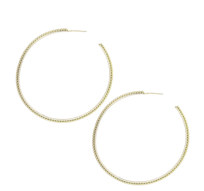 Natalie Wood Large Beaded Hoop Earrings Gold