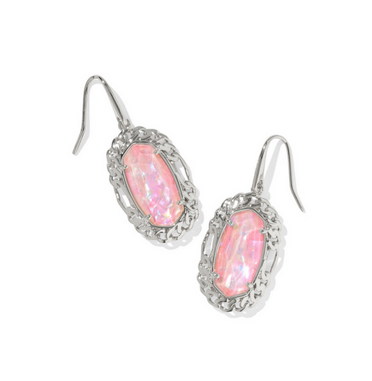 Kendra Scott Dani Silver Figaro Frame Drop Earring Gold Pink Iri MOP