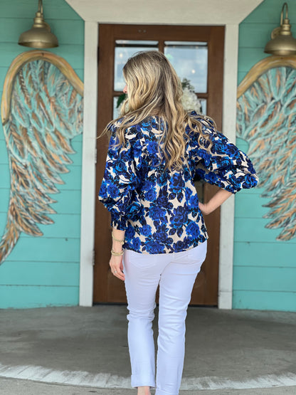 Blue Floral Whitney Top