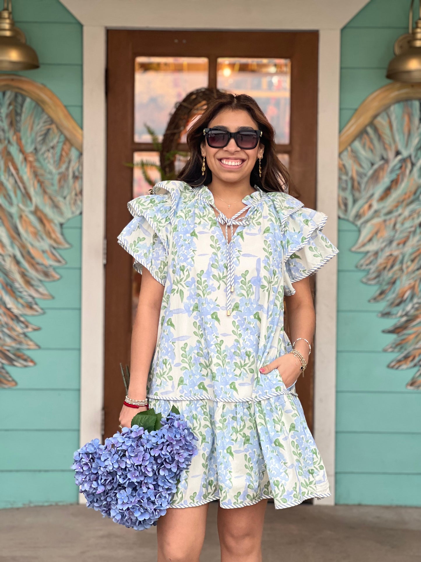 Blue Floral Print Kasey Dress