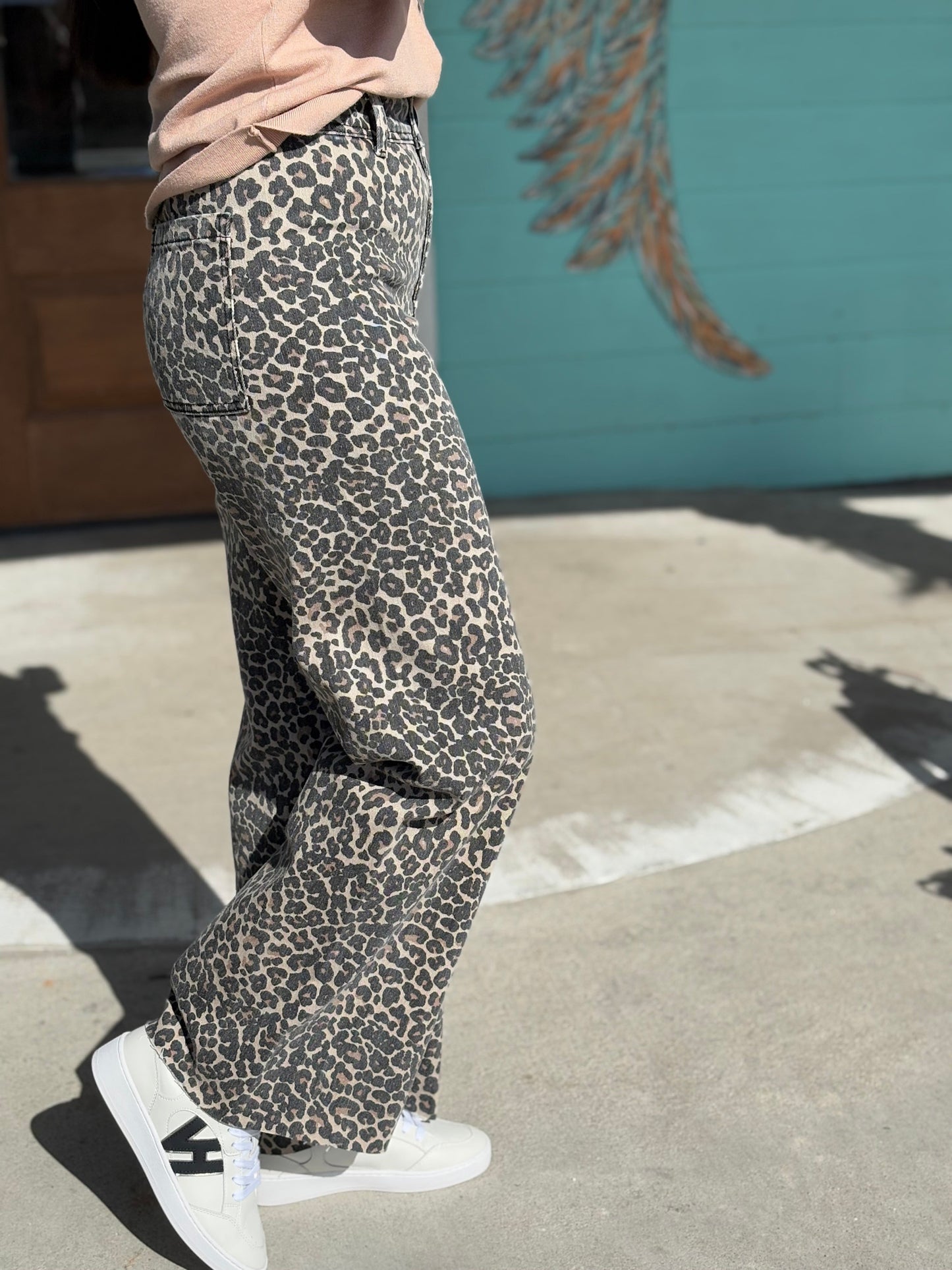 Leopard Print Denim Pants