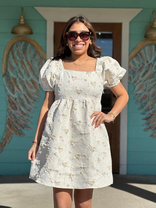 Cream All Hearts Babydoll Dress