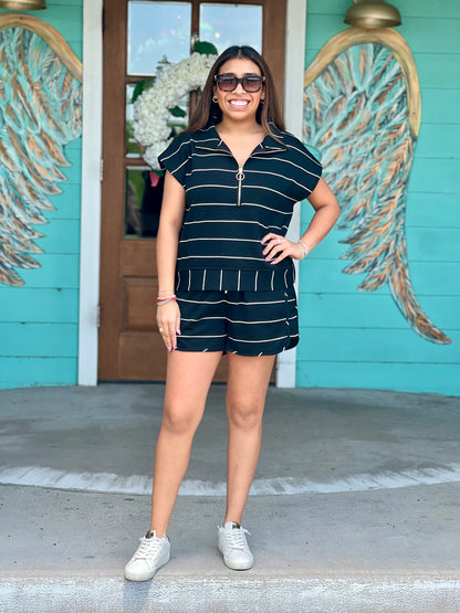 Black & White Striped Shorts