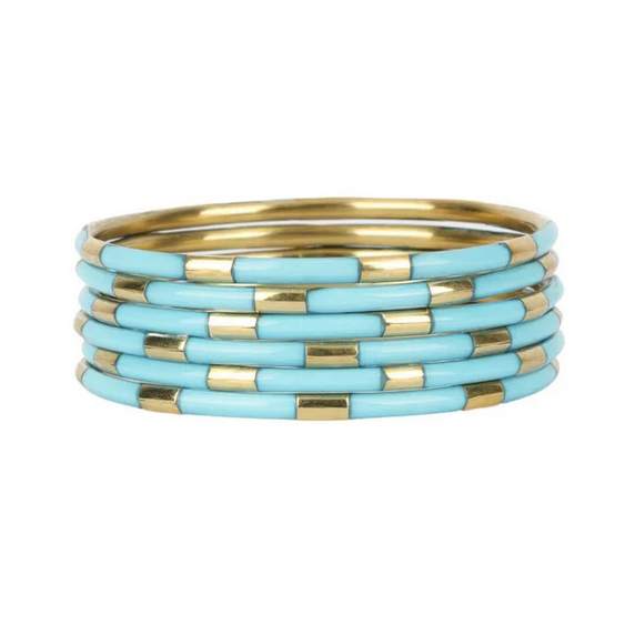 BudhaGirl Turquoise Veda Bangles - Set of 6