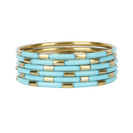 BudhaGirl Turquoise Veda Bangles - Set of 6