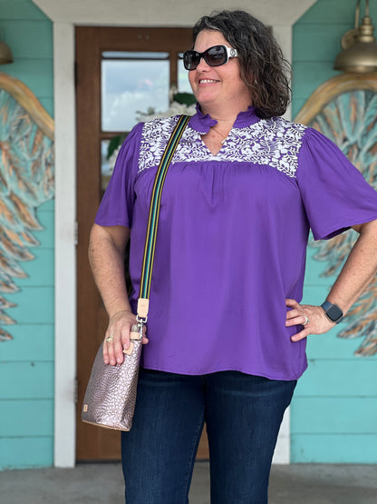 Purple Rudder Embroidered Top