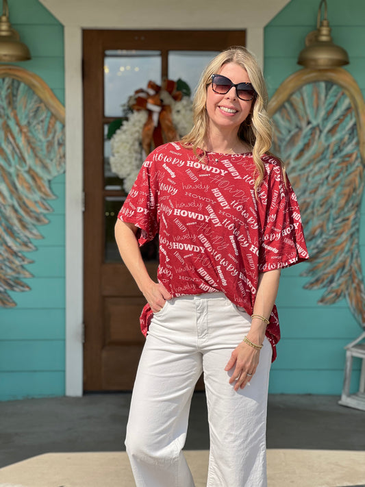 Maroon Multi Howdy Basic Tee