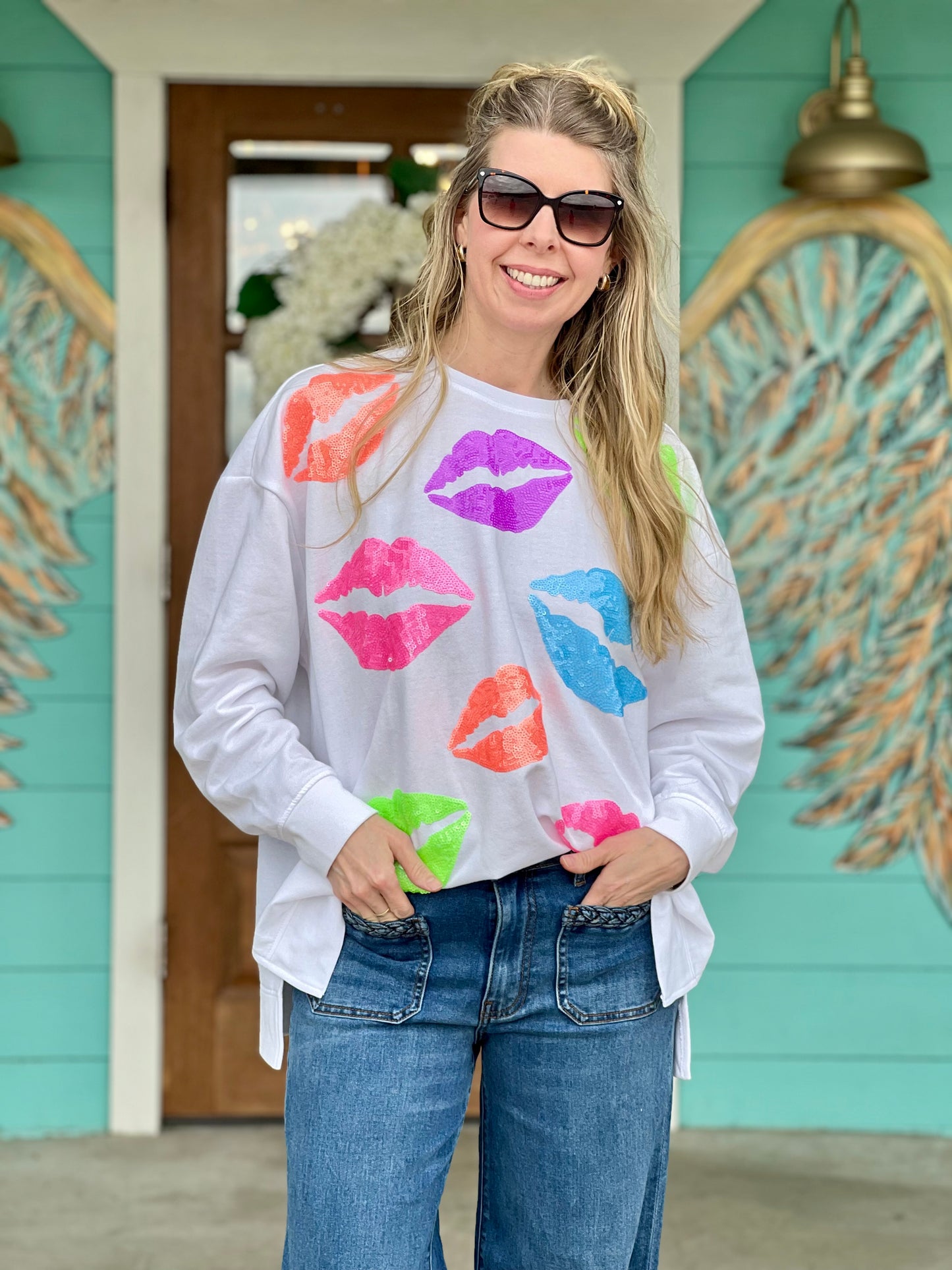 Valentine Sprinkle SweatShirt-WHITE-One Size