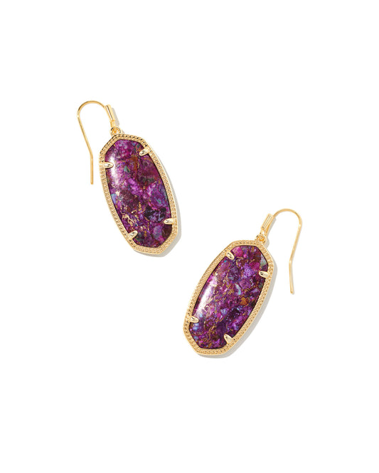 Kendra Scott Elle Drop Earring Gold Bronze Veined Purple Turquoise