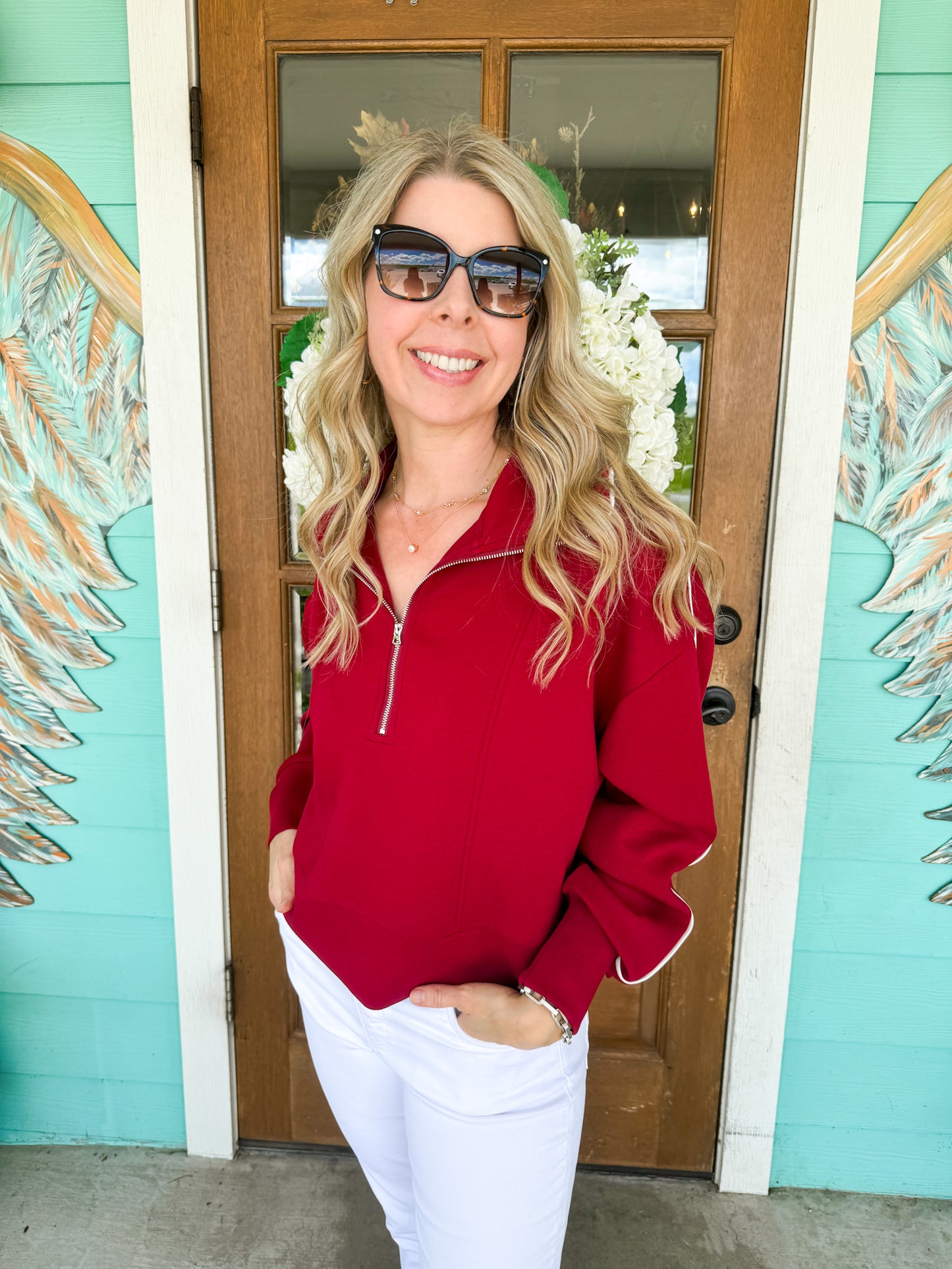 Maroon Madi Half Zip Pullover