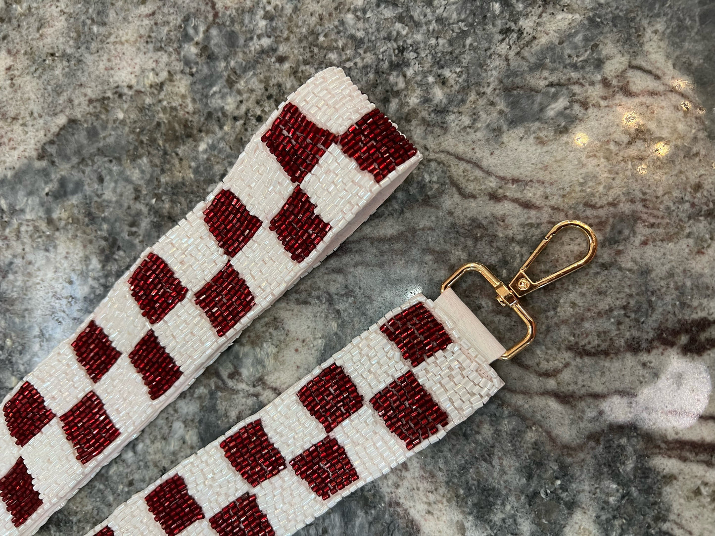 Treasure Jewels Checkered Maroon/White Strap