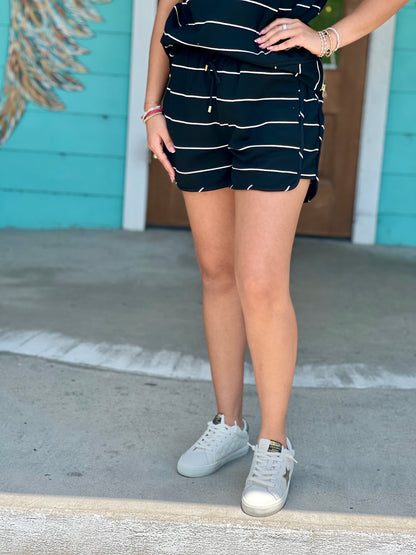 Black & White Striped Shorts