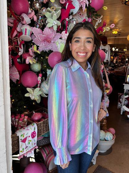 Iridescent Candy Button Up Top