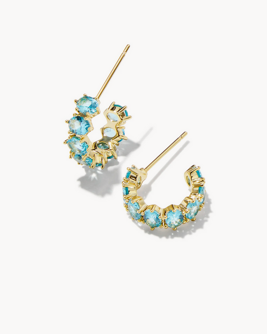 Kendra Scott Cailin Crystal Huggie Earring Gold - Aqua