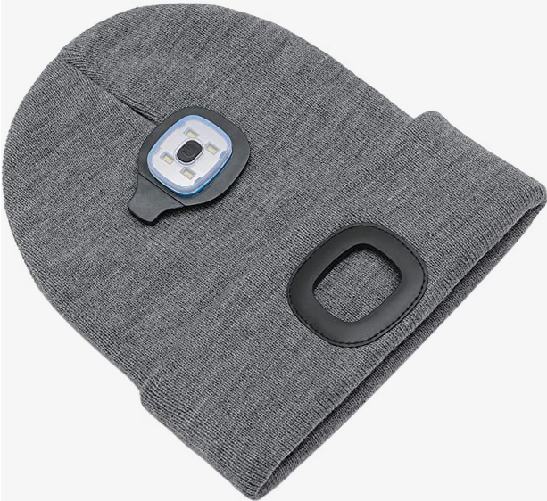 BrightSide Beanie w/LED Rechargeable Hat in Grey