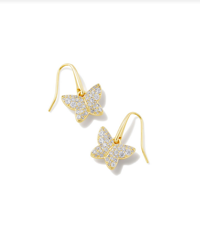 Kendra Scott Gold Lillia White Crystal Drop Earring