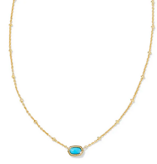 Kendra Scott Mini Elisa STLT PDNT NCK Gold Turquoise