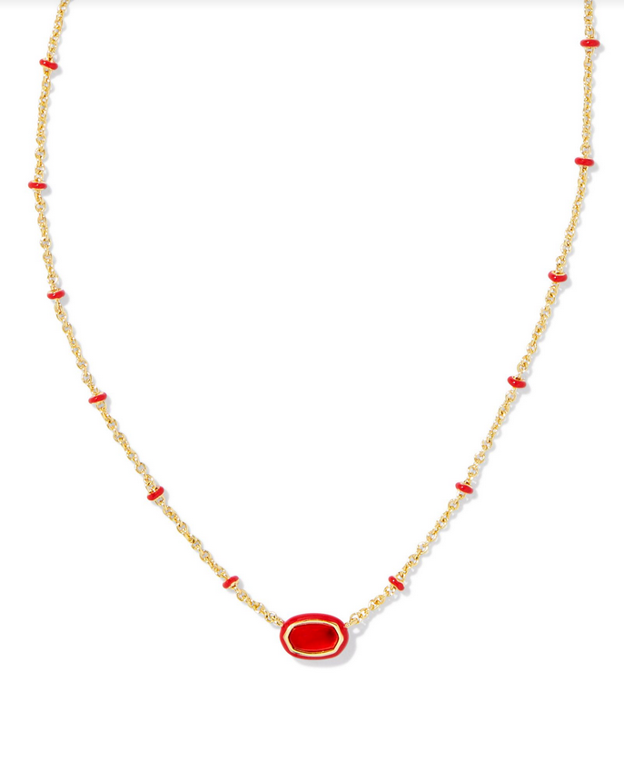 Kendra Scott Mini Elisa Enamel Frame Pendant Gold Red Illusion