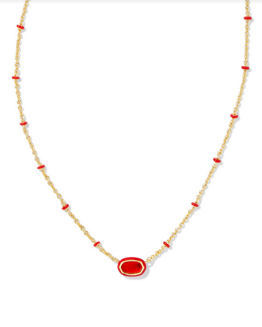 Kendra Scott Mini Elisa Enamel Frame Pendant Gold Red Illusion