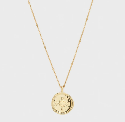 Gorjana Compass Coin Necklace Gold