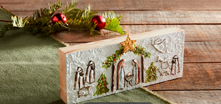 Long Painted Nativity Plaque
