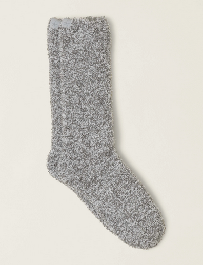 Barefoot Dreams Cozychic Heathered Socks- Moonbeam/White