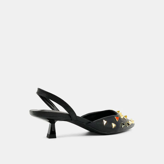 ShuShop Octavia Studded Black Kitten Heel