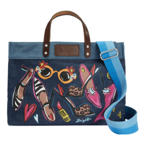 Brighton Shoe Love Denim Tote w/ Strap