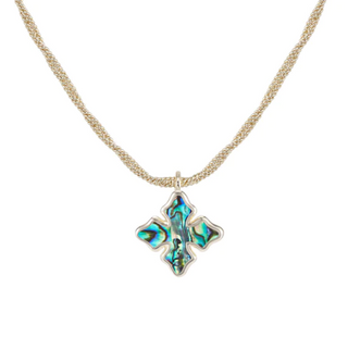 Natalie Wood Cross Drop Necklace Abalone