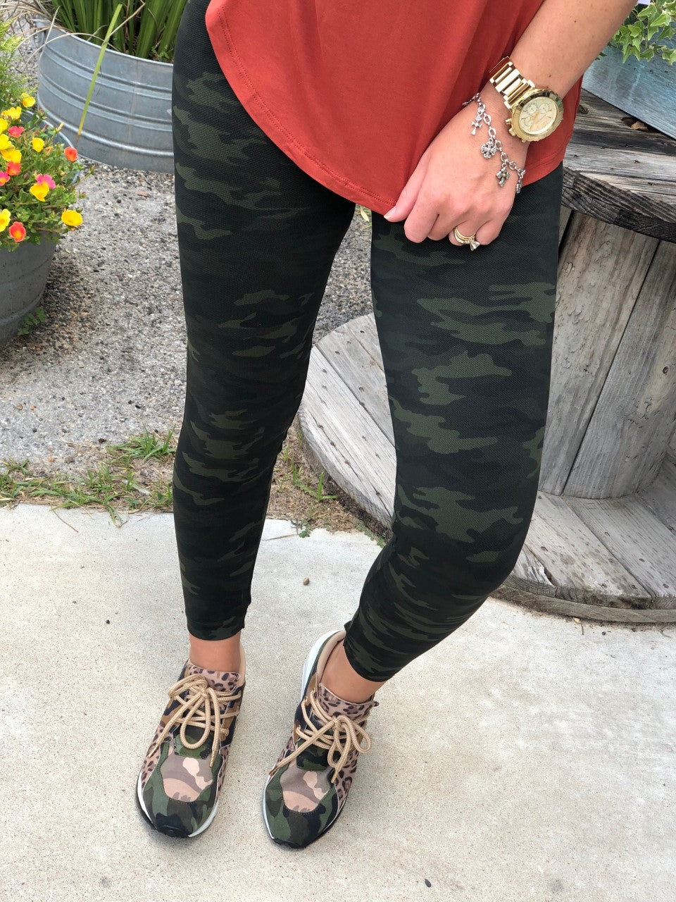 Spanx Look At Me Now Leggings - Green Camo