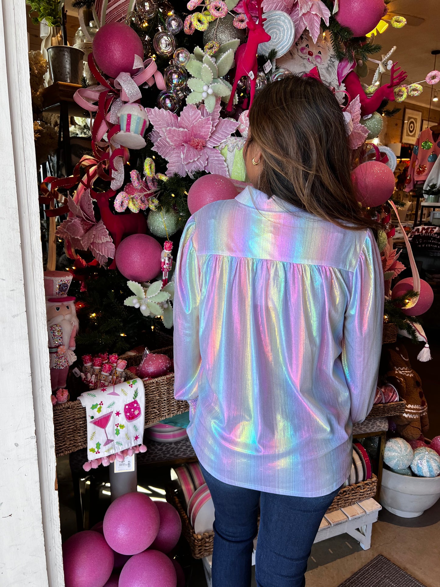 Iridescent Candy Button Up Top