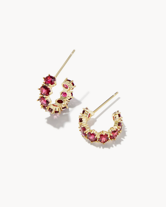 Kendra Scott Cailin Crystal Huggie Earring Gold - Burgundy