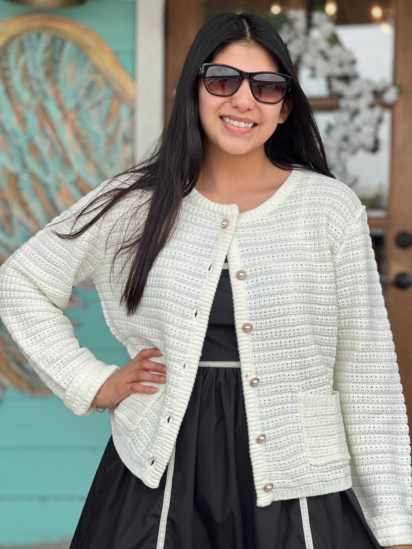 Ivory Pearl Button Cardigan