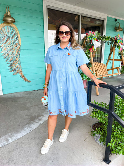 Denim Embroidered Lone Star Dress