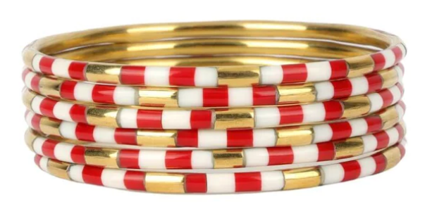 BudhaGirl Red White Veda Bangles - Set of 6