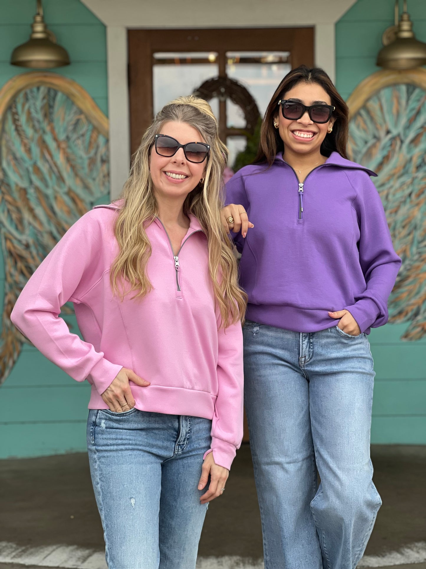 Spanx Air Essential Half Zip Pullover in Vibrant Lilac