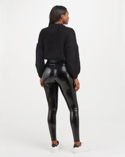 Spanx Faux Patent Leather Leggings Classic Black