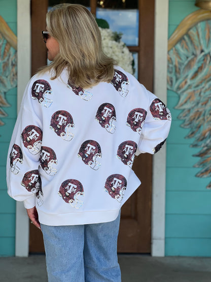 Queen of Sparkles A&M Helmet Sweatshirt