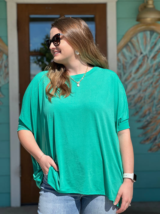 Emerald Green Dolman Tunic Top