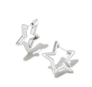 Kendra Scott Star Huggie Earring Rhod Silver