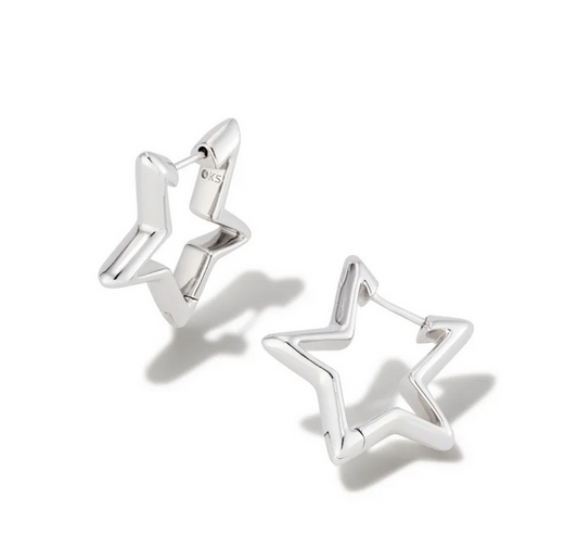 Kendra Scott Star Huggie Earring Rhod Silver