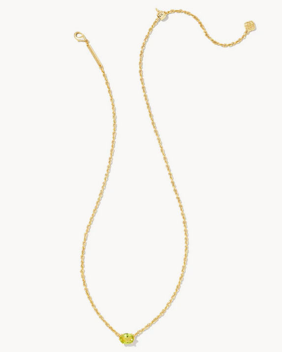 Kendra Scott Cailin Necklace Peridot Crystal on Gold (AUG.)