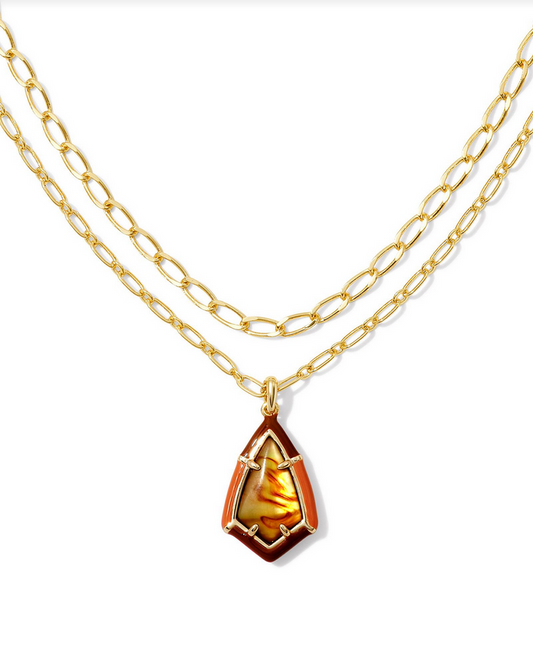 Kendra Scott Camry Enamel Frame Mlt Amber Illsn Necklace