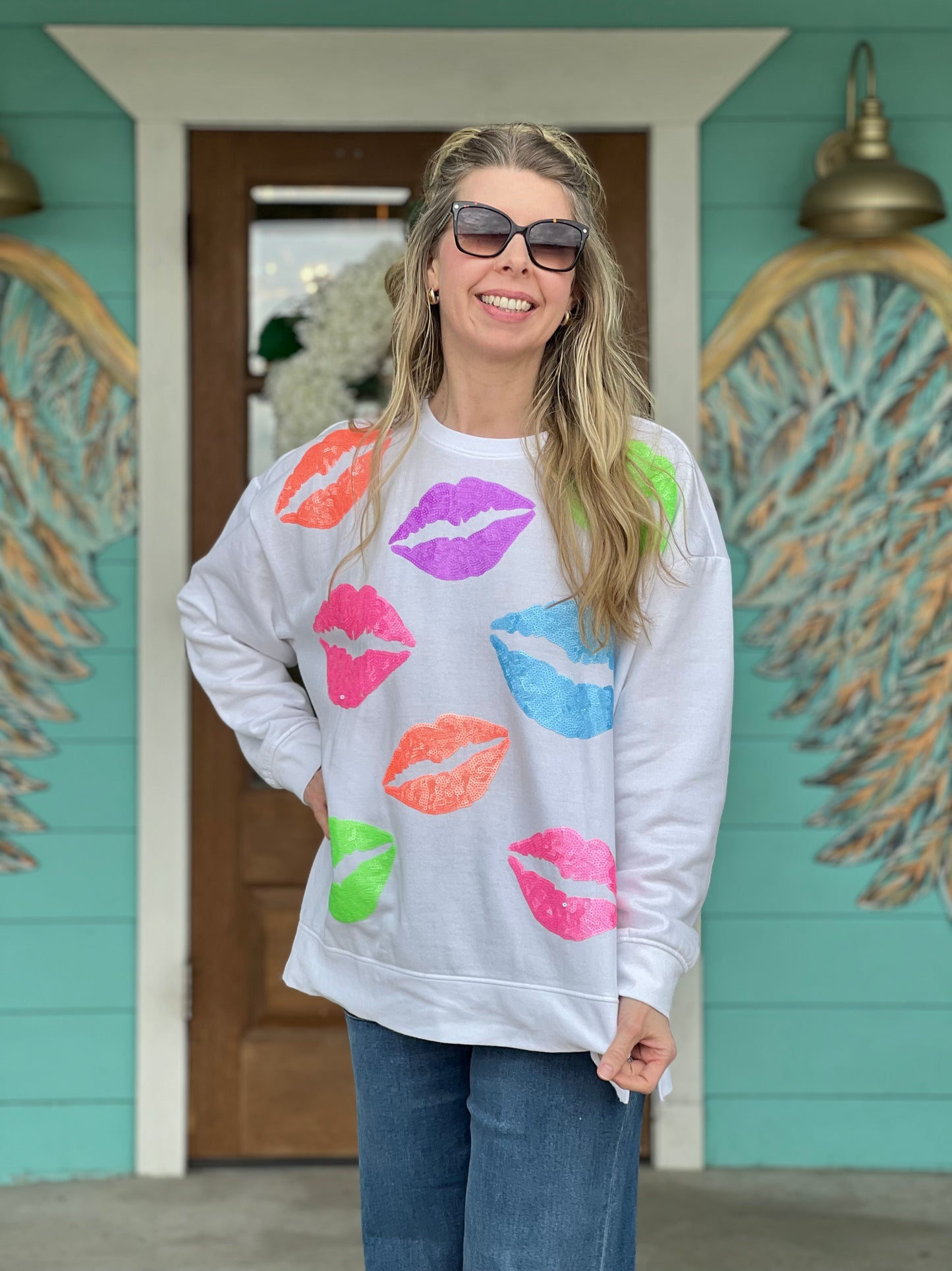 Valentine Sprinkle SweatShirt-WHITE-One Size