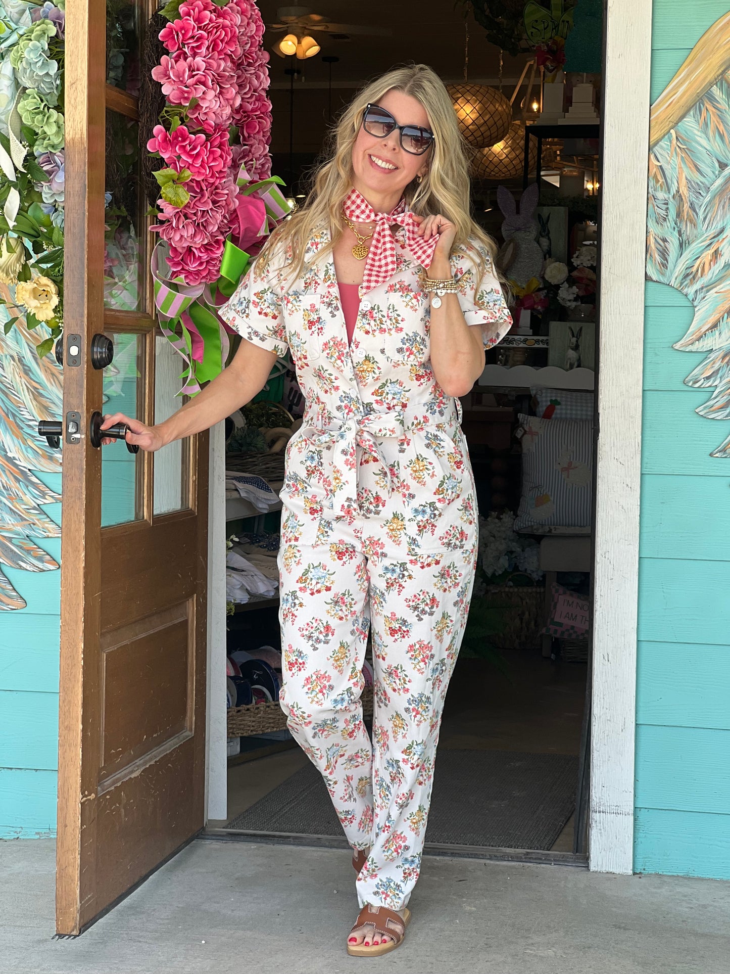 Ivory Floral Print Jumpsuit